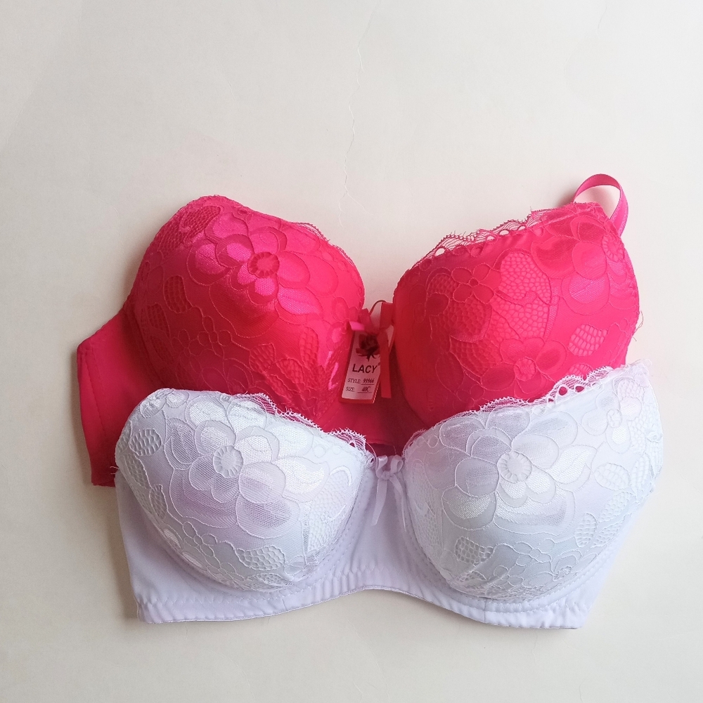 Pink & White Lace Bras Set Of 2 NWT